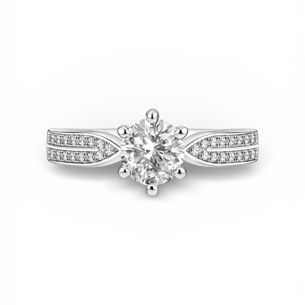 Round Cut Diamond 1ct 925 Sterling Silver Women's Engagement Ring Size 6